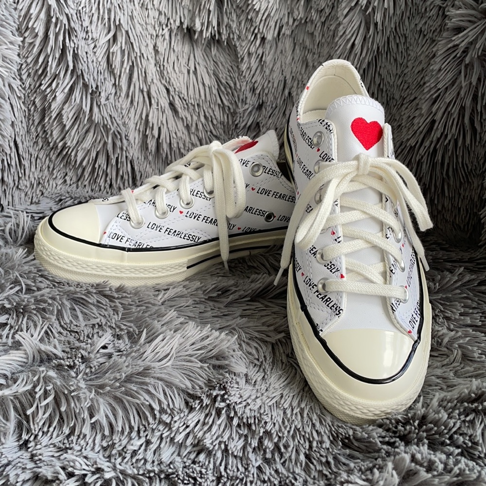 Converse Women's Sneakers with Red Heart and White Base